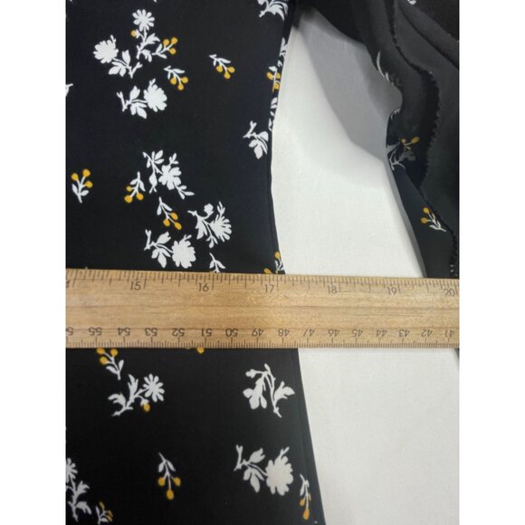 Ann‎ Taylor Floral Print Sheer Sleeve Dress size 2 Black - Picture 6 of 7